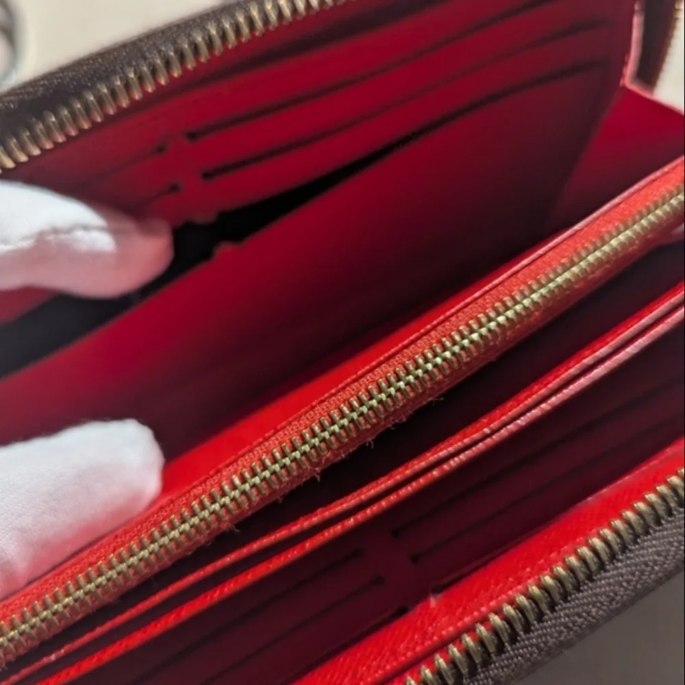 Louis Vuitton Monogram Zippy Wallet  With Red Interior And COA